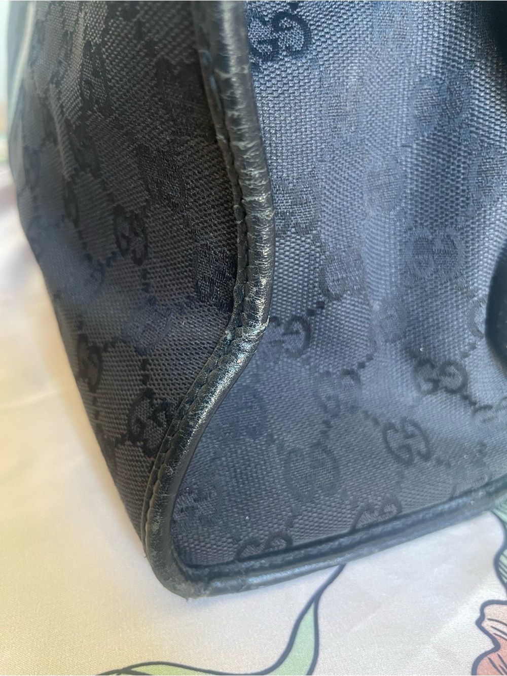 Gucci Nylon Jackie Tote Black Monogram Shoulder Bag Large - Picture 17 of 17